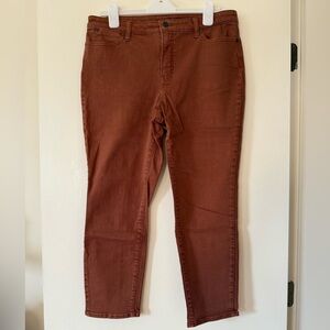 Talbots Women’s Women’s Petite 12P Brown Mid Rise Slim Ankle Denim Pants